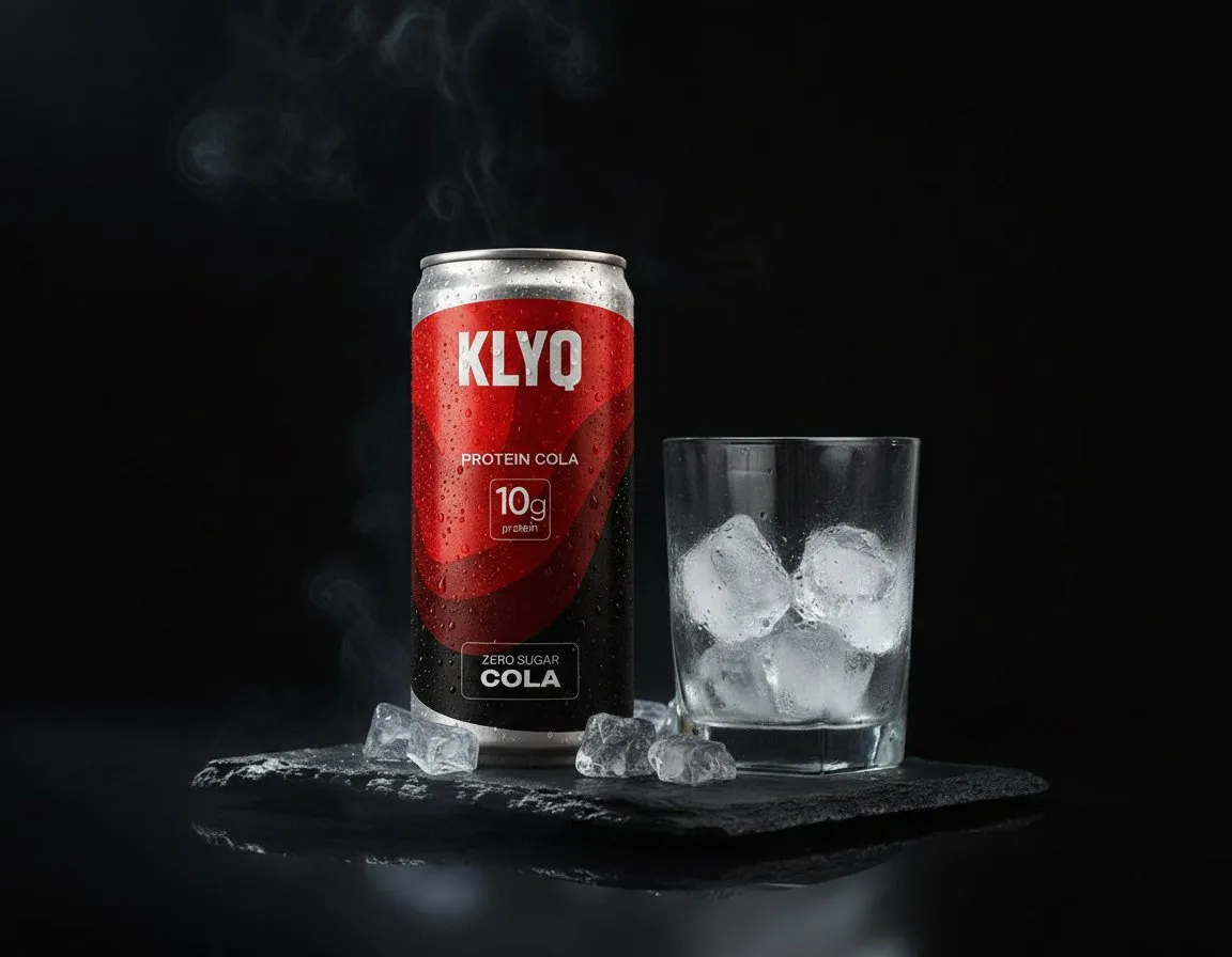 A chilled KLYQ can within reach