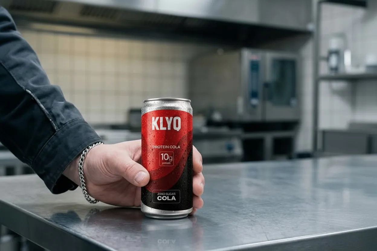 KLYQ cans in a mesh bag at the beach